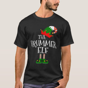 Camiseta Engraçado O Drummer Elf Correspondente Grupo Famil