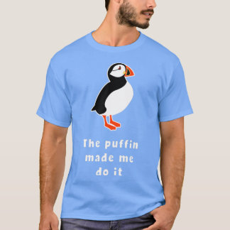 Camiseta Engraçado O Puffin Me Fez Fazer Isso Na Islândia
