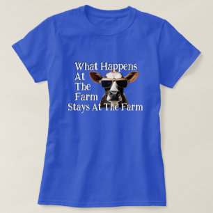 Camiseta Engraçado "O que acontece na Fazenda..."