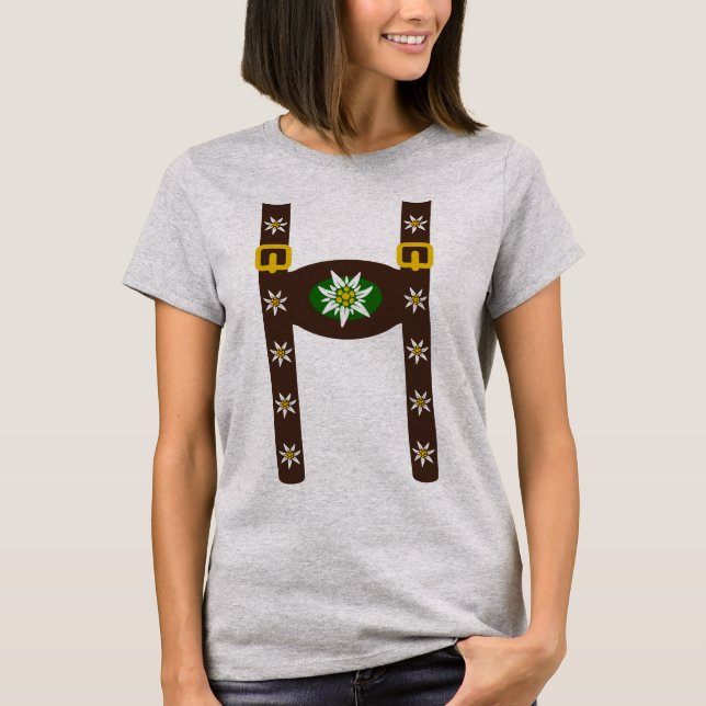 Camiseta Engraçado Octoberfest Lederhosen Suspenders (Frente)
