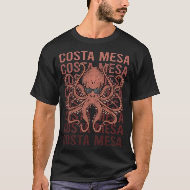 Camiseta Engraçado Octopus Costa Mesa (Frente)