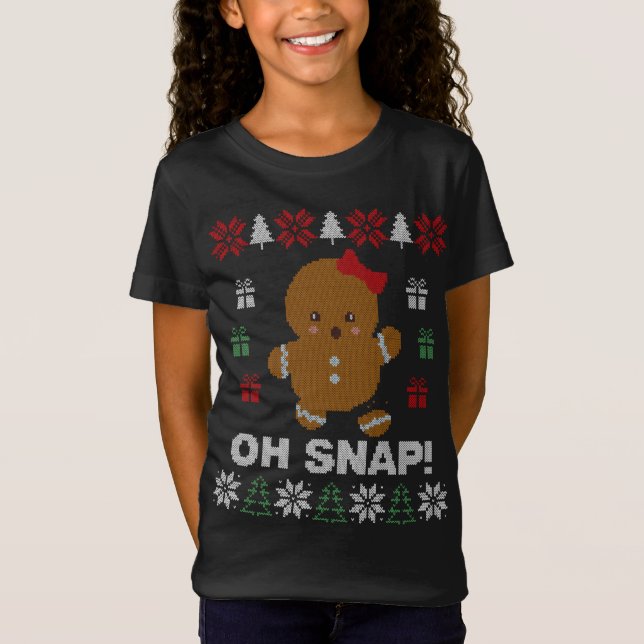 Camiseta Engraçado Oh Snap! Gingerbird Cookie Ugly Sweater (Frente)