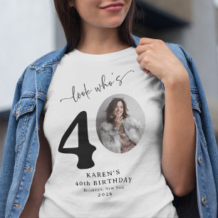 Camiseta Engraçado "Olha quem tem 40" Na moda aniversário d