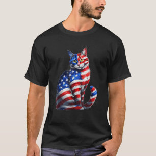 Camiseta Engraçado Olhos verdes para gatos Gatos EUA Bandei