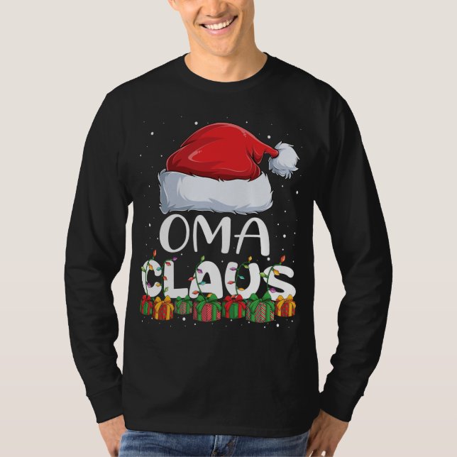 Camiseta Engraçado Oma Papai Noel Casa de Pijamas (Frente)