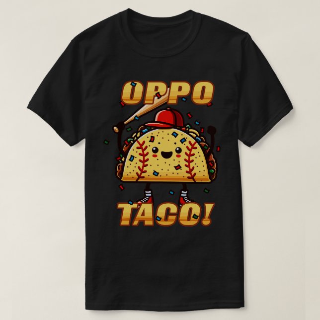 Camiseta Engraçado OPPO Taco Baseball Jogador de Softball L (Frente do Design)