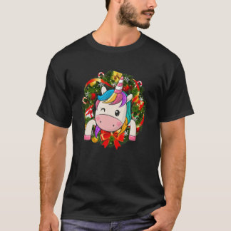 Camiseta Engraçado Ornamento da Terra de Natal do Unicórnio