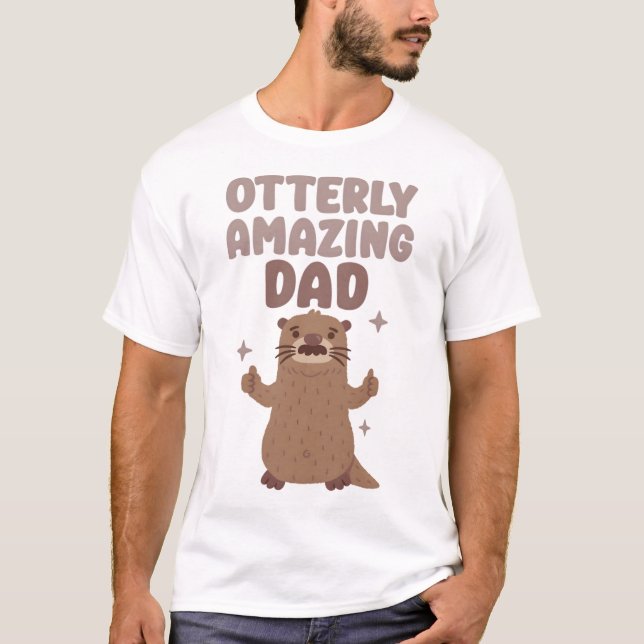 Camiseta Engraçado Otter Com bigode Incrivelmente Pai (Frente)
