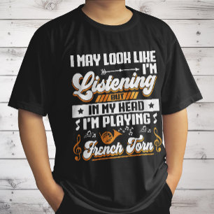 Camiseta Engraçado ouvir na minha cabeça Estou tocando chif