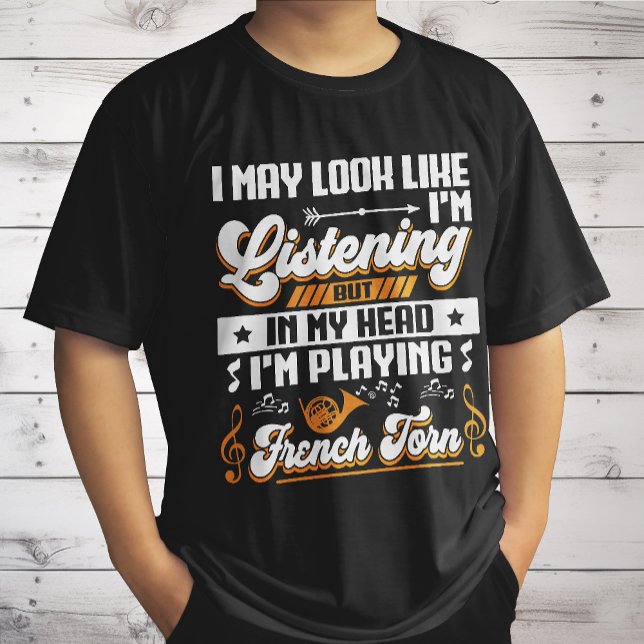Camiseta Engraçado ouvir na minha cabeça Estou tocando chif (Criador carregado)
