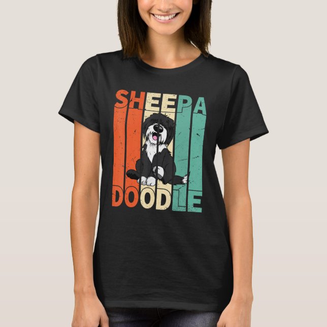 Camiseta Engraçado Ovino Negra (Frente)