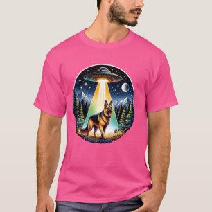 Camiseta Engraçado OVNI German shepherd Rapto Cachorro Mãe