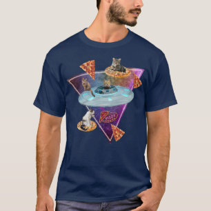 Camiseta Engraçado OVNI Space Pizza Galaxy Cat Premium