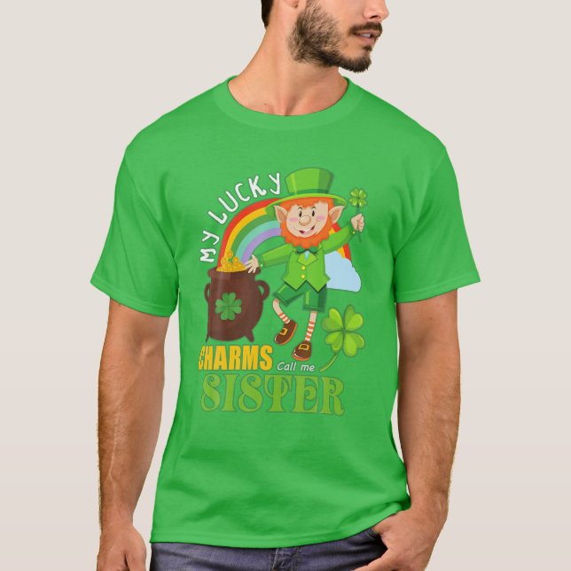 Camiseta Engraçado Paddy Day St Patricks Sortudos Charme Me (Frente)