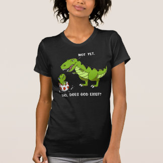 Camiseta Engraçado Pai De Dinossauro T-Rex Deus Existe Ateu