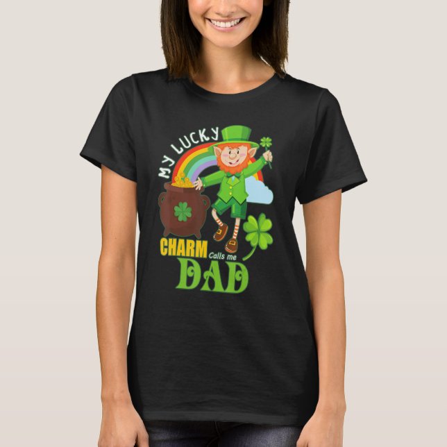 Camiseta Engraçado Pai Paddy Day St Patricks Lucky Charm Ca (Frente)