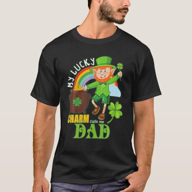 Camiseta Engraçado Pai Paddy Day St Patricks Lucky Charm Ca (Frente)
