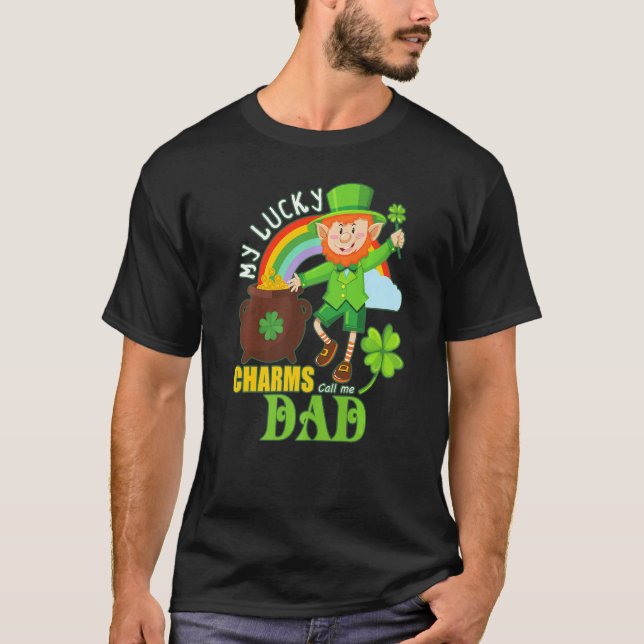 Camiseta Engraçado Pai Paddy Day St Patricks Sortudos Chama (Frente)