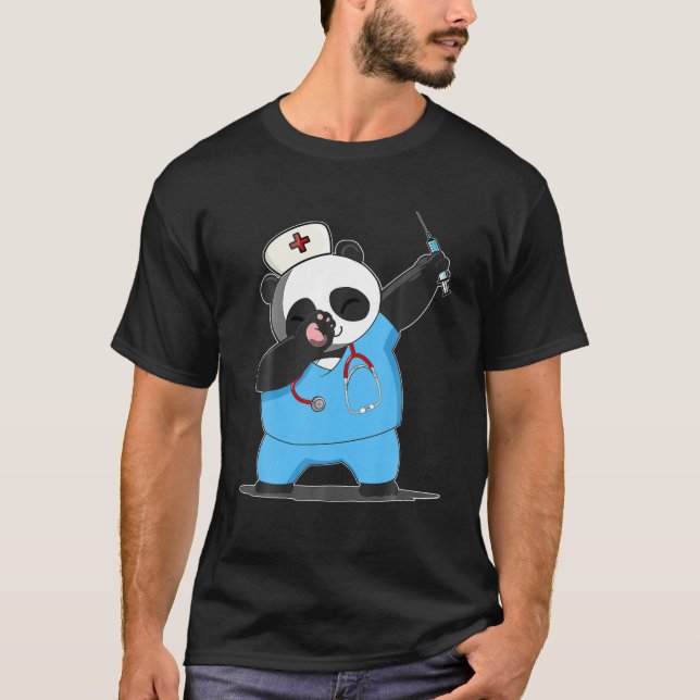 Camiseta Engraçado Panda Bear Tee Dabbing Panda Bear Traje (Frente)