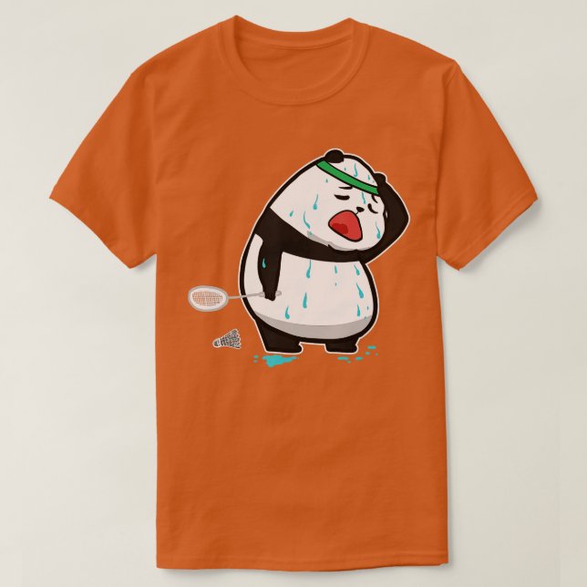 Camiseta Engraçado Panda Jogando Badminton (Frente do Design)