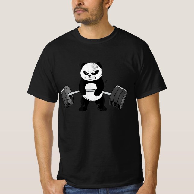 Camiseta Engraçado Panda Workout Kitten Gym Deadlifpower (Frente)