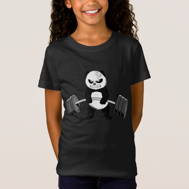 Camiseta Engraçado Panda Workout Kitten Gym Deadlifpower (Frente)