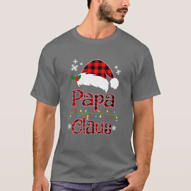 Camiseta Engraçado Papá Claus Xadrez Vermelha Papais noeis  (Frente)