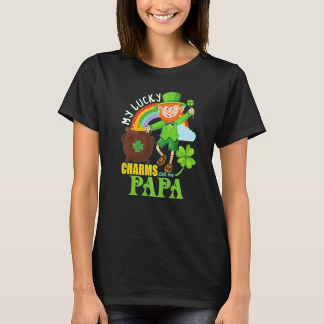 Camiseta Engraçado Papá Paddy Day St Patricks Sortudos Cham (Frente)