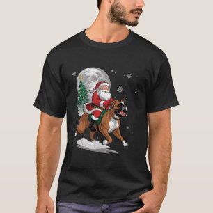 Camiseta Engraçado Papai Noel Andando Boxeando Árvore Cacho
