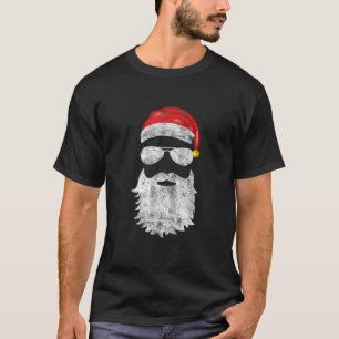 Camiseta Engraçado Papai Noel Encara Óculos De Sol Com A Ba