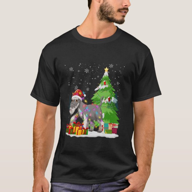 Camiseta Engraçado Papai Noel Fio de Natal Fox Terrier N (Frente)