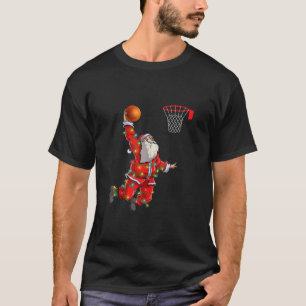 Camiseta Engraçado Papai Noel Jogando Basquete De Natal
