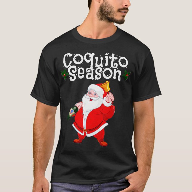 Camiseta Engraçado Papai Noel Natal Porto Rico Coquito S (Frente)