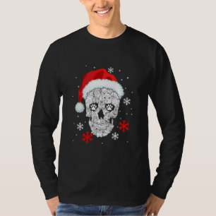 Camiseta Engraçado Papais noeis de crânio de gato Natal P