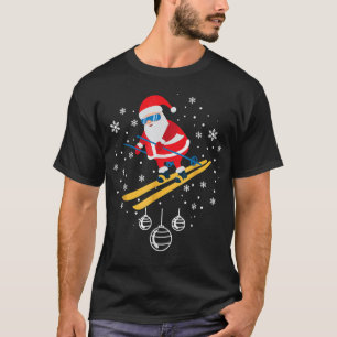 Camiseta Engraçado Papais noeis de esqui Enfeites de natal