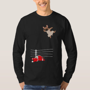 Camiseta Engraçado Papais noeis de Luta de Natal Dog Prese