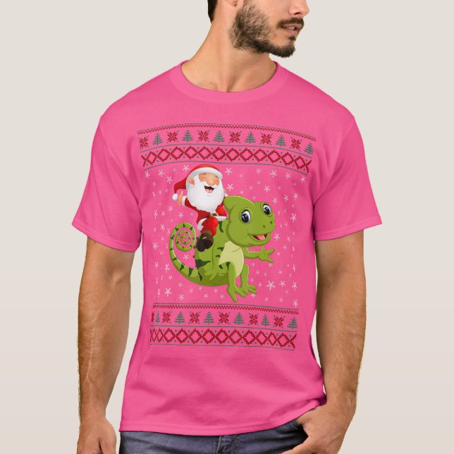 Camiseta Engraçado Papais noeis de Natal Feias Andando Cama (Frente)