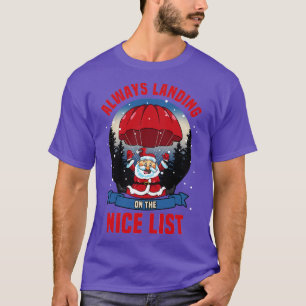 Camiseta Engraçado Papais noeis de Skydiving Aterrissando n