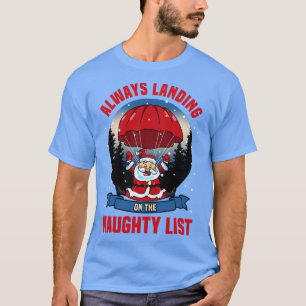 Camiseta Engraçado Papais noeis de Skydiving Aterrissando n