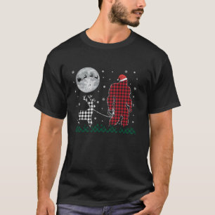 Camiseta Engraçado Papais noeis de Xadrez Bigfoot Lua