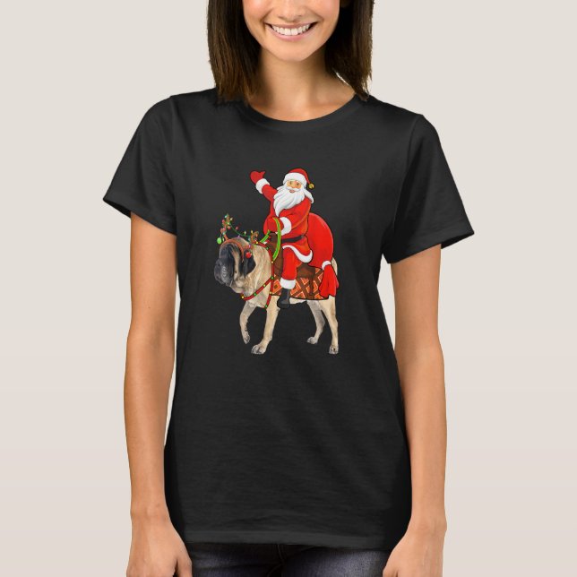 Camiseta Engraçado Papais noeis do Cachorro Passando Inglês (Frente)
