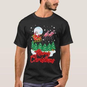 Camiseta Engraçado Papais noeis Flamingo Feliz Natal Xmas C