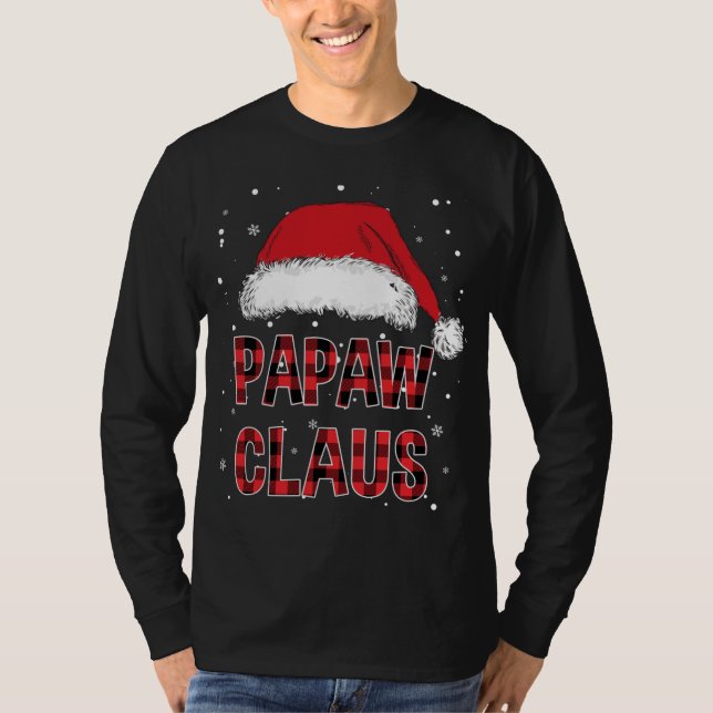 Camiseta Engraçado Papaw Claus Red Xadrez Família Natal Pjs (Frente)
