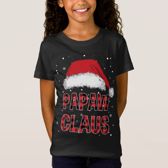 Camiseta Engraçado Papaw Claus Red Xadrez Família Natal Pjs (Frente)