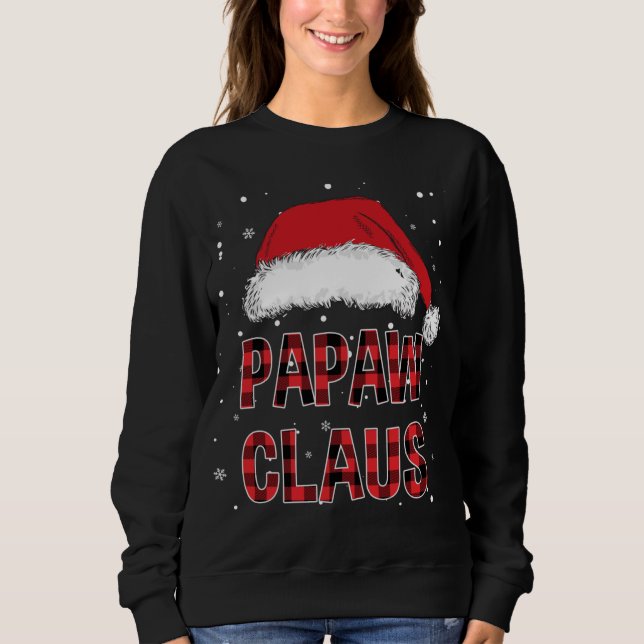 Camiseta Engraçado Papaw Claus Red Xadrez Família Natal Pjs (Frente)