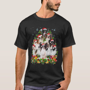 Camiseta Engraçado Papillon Cão Árvore de Natal Bonito X