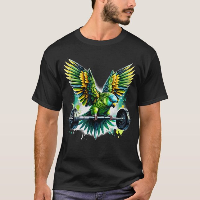 Camiseta Engraçado Parakeet Parrot Deadising Peso (Frente)