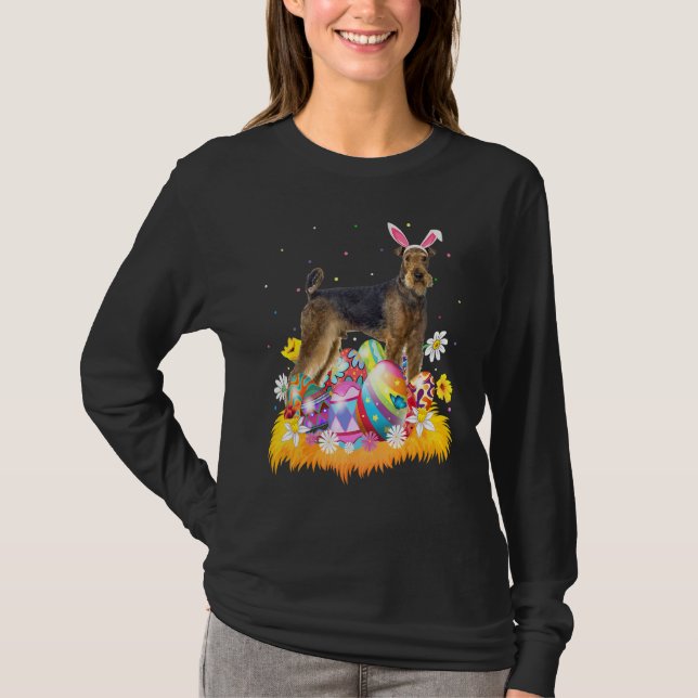 Camiseta Engraçado Páscoa de Ovo Airedale Terrier Páscoa de (Frente)