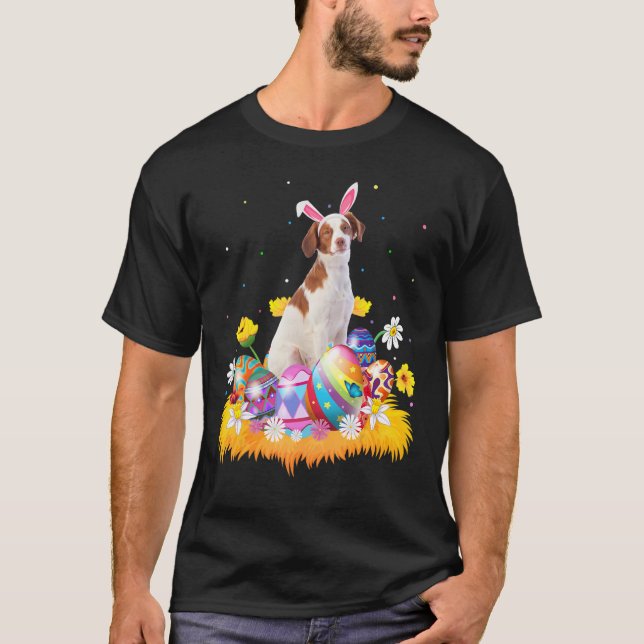 Camiseta Engraçado Páscoa Egg Brittany Spaniel Páscoa Sun (Frente)