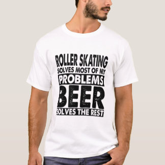 Camiseta Engraçado patinar e Cerveja resolve meus problemas